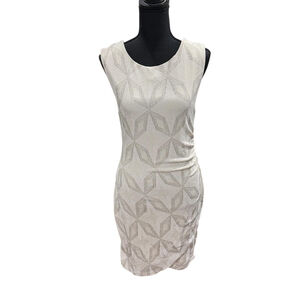Eclipse Dress Womens Large White Geometric Glitter Ruched Sleeveless Sheath